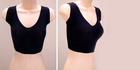 Three comfortable seamless bras in white, black and beige